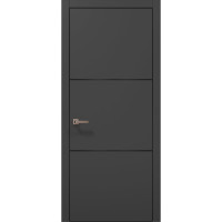 Міжкімнатні двері Папа Карло PLATO PL-23 Темно сірий супермат, кромка алюміній чорний