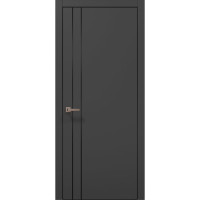 Межкомнатные двери Папа Карло PLATO PL-24 Темно серый супермат, кромка алюминий черный