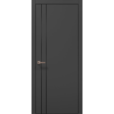 Міжкімнатні двері Папа Карло PLATO PL-24 Темно сірий супермат, кромка алюміній чорний