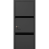 Міжкімнатні двері Папа Карло PLATO PL-25 Темно сірий супермат, кромка алюміній чорний