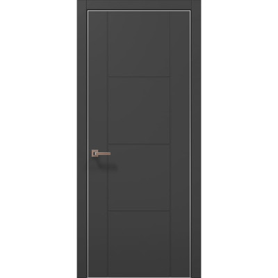 Межкомнатные двери Папа Карло STYLE ST-16 Темно серый супермат, кромка алюминий серый