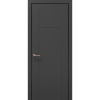 Межкомнатные двери Папа Карло STYLE ST-16 Темно серый супермат, кромка алюминий черный