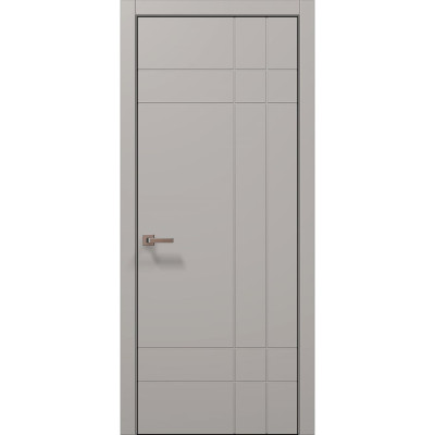 Межкомнатные двери Папа Карло STYLE ST-19 Светло серый супермат, кромка алюминий черный