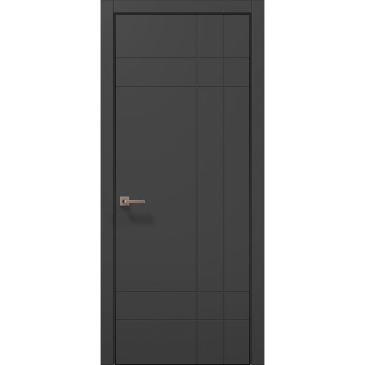 Межкомнатные двери Папа Карло STYLE ST-19 Темно серый супермат, кромка алюминий черный