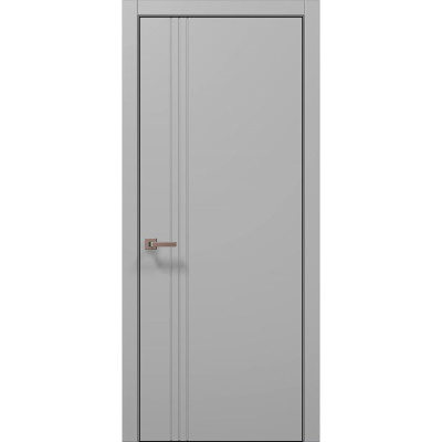 Межкомнатные двери Папа Карло STYLE ST-18 Серый матовый, кромка алюминий черный