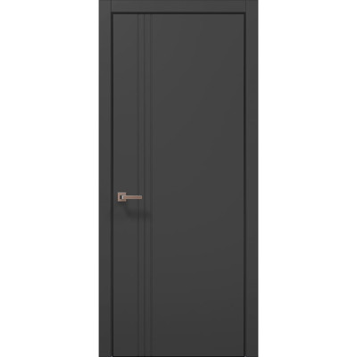 Межкомнатные двери Папа Карло STYLE ST-18 Темно серый супермат, кромка алюминий черный
