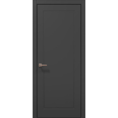 Межкомнатные двери Папа Карло STYLE ST-21 Темно серый супермат, кромка алюминий черный