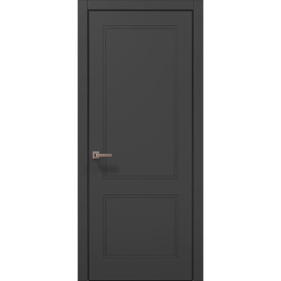 Межкомнатные двери Папа Карло STYLE ST-26 Темно серый супермат, кромка алюминий черный