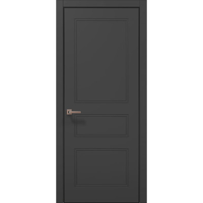 Межкомнатные двери Папа Карло STYLE ST-27 Темно серый супермат, кромка алюминий черный