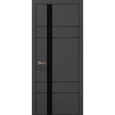 Міжкімнатні двері Папа Карло PLATO PL-10 Темно сірий супермат, кромка алюміній чорний