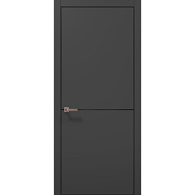 Міжкімнатні двері Папа Карло PLATO PL-21 Темно сірий супермат, кромка алюміній чорний