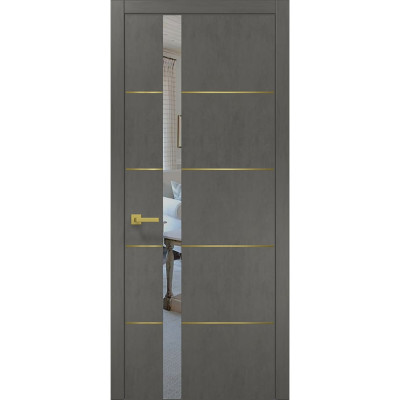 Міжкімнатні двері Папа Карло PLATO PL-12 Бетон сірий, кромка АВСЧ