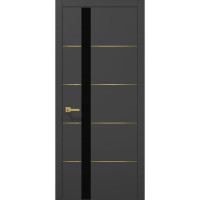 Міжкімнатні двері Папа Карло PLATO PL-12 Темно сірий супермат (ral 7016), кромка АВСЗ