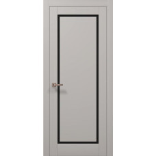 Межкомнатные двери Папа Карло MILLENIUM ML-720 Эмалит светло серый супермат (ral 7044) стекло черное