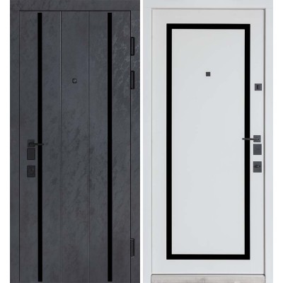 Вхідні двері БУЛАТ Термо Олимп модель 575/568 Оксид чорний/Білий матовий