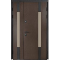 Вхідні двері на замовлення Булат Термо Хаус, модель 706. Полуторні - 1200 мм, та двома склопакетами