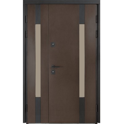 Вхідні двері на замовлення Булат Термо Хаус, модель 706. Полуторні - 1200 мм, та двома склопакетами